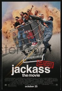 1j0297 JACKASS THE MOVIE promo card AND vomit bag 2002 Johnny Knoxville, Bam Margera