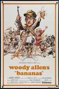 1k1090 BANANAS int'l 1sh 1971 great artwork of Woody Allen by E.C. Comics artist Jack Davis!