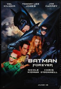 1k1093 BATMAN FOREVER advance DS 1sh 1995 Kilmer, Kidman, O'Donnell, Jones, Carrey, top cast!