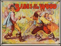 1k0110 BABES IN THE WOOD stage play British quad 1930s artwork of kids watching men duelling!