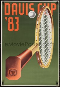 1k0245 DAVIS CUP 25x37 French commercial poster 1983 Konrad Klapheck art of tennis racket & ball!