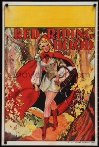 1k0115 RED RIDING HOOD stage play English double crown 1930s sexy Red with wolf trailing behind!