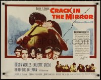 1k0893 CRACK IN THE MIRROR 1/2sh 1960 Orson Welles, Bradford Dillman, Juliette Greco, all in dual roles!