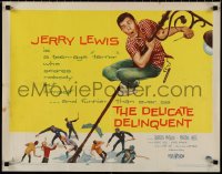 1k0894 DELICATE DELINQUENT style B 1/2sh 1957 teen-age terror Jerry Lewis hanging from light post!