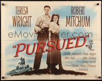 1k0938 PURSUED style B 1/2sh 1947 great full-length image of Robert Mitchum & Teresa Wright!