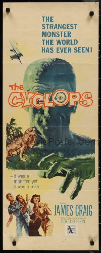 1k0980 CYCLOPS insert 1957 Bert I. Gordon, Lon Chaney Jr., it was a monster yet it was a man!