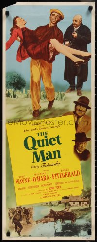 1k1037 QUIET MAN insert 1951 great image of John Wayne carrying Maureen O'Hara, John Ford!