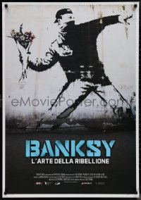 1k0663 BANKSY & THE RISE OF OUTLAW ART Italian 1sh 2020 art of rioter 'throwing' flowers!