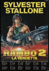 1k0674 RAMBO FIRST BLOOD PART II Italian 1sh 1985 Casaro art of Sylvester Stallone with M60/RPG!