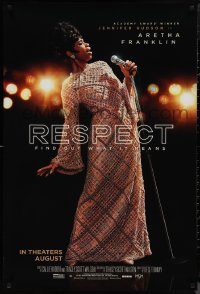 1k1381 RESPECT advance DS 1sh 2021 images of Jennifer Hudson as Aretha Franklin on stage with mic!