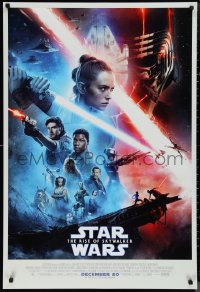 1k1393 RISE OF SKYWALKER advance DS 1sh 2019 Star Wars, Ridley, Hamill, Fisher, great cast montage!