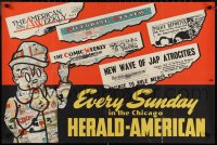 1k0176 CHICAGO AMERICAN 24x36 special poster 1940s with headlines and art of figure in cartoons!