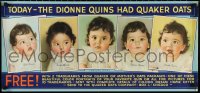 1k0153 QUAKER OATS 15x32 advertising poster 1930s close-up color portraits of Dionne Quintuplets!