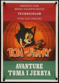 1k0530 AVANTURE TOMA I JERRYA Yugoslavian 20x28 1963 cool different art of the cartoon duo!