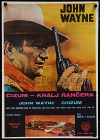 1k0534 CHISUM Yugoslavian 19x27 1970 cool different Nistri art of big John Wayne with gun!!