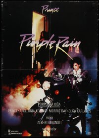 1k0575 PURPLE RAIN Yugoslavian 19x27 1985 great image of Prince riding motorcycle!