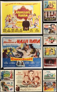 1m0854 LOT OF 15 MOSTLY FORMERLY FOLDED HALF-SHEETS 1940s-1960s a variety of cool movie images!