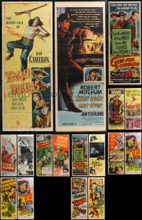 1m0782 LOT OF 17 FORMERLY FOLDED MOSTLY COWBOY WESTERN INSERTS 1940s-1950s a variety of movie images!