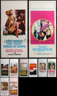 1m0759 LOT OF 13 MOSTLY FORMERLY FOLDED SEXPLOITATION ITALIAN LOCANDINAS 1970s-1980s with nudity!