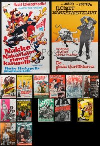 1m0808 LOT OF 15 MOSTLY UNFOLDED FINNISH POSTERS 1960s-1970s a variety of cool movie images!