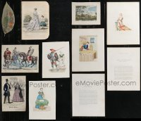 1m0405 LOT OF 11 MISCELLANEOUS HAND COLORED ITEMS 1800s a variety of cool images!