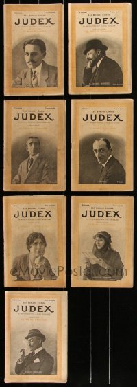 1m0589 LOT OF 7 JUDEX FRENCH MOVIE MAGAZINES 1910s filled with great images & information!