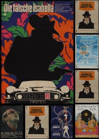 1m0924 LOT OF 11 FORMERLY FOLDED EASTERN EUROPEAN POSTERS 1950s-1980s a variety of cool images!