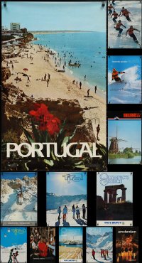 1m0729 LOT OF 16 UNFOLDED TRAVEL POSTERS 1970s a variety of cool vacation destination images!