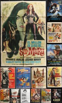 1m0356 LOT OF 18 FOLDED SPANISH POSTERS 1960s-1980s great images from a variety of movies!