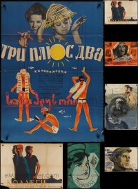 1m0718 LOT OF 10 FORMERLY FOLDED RUSSIAN POSTERS 1950s-1960s a variety of cool movie images!