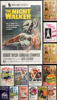 1m0172 LOT OF 18 FOLDED ONE-SHEETS 1940s-1960s great images from a variety of different movies!