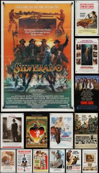 1m0174 LOT OF 17 FOLDED COWBOY WESTERN ONE-SHEETS 1960s-1980s great images from several movies!