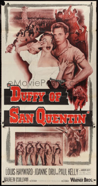 1p0780 DUFFY OF SAN QUENTIN 3sh 1954 Louis Hayward holds sexy nurse hostage, prison escape artwork!