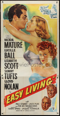 1p0782 EASY LIVING 3sh 1949 art of sexy Lucille Ball, Victor Mature & Lizabeth Scott, ultra rare!