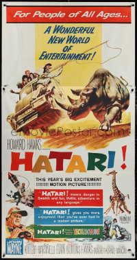 1p0794 HATARI 3sh 1962 Howard Hawks, great Frank McCarthy artwork of John Wayne in Africa!