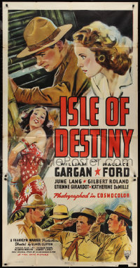 1p0802 ISLE OF DESTINY 3sh 1940 art of William Gargan, June Lang, Wallace Ford, ultra rare!