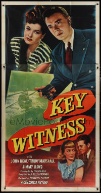 1p0804 KEY WITNESS 3sh 1947 John Beal & Trudy Marshall run from love to murder, very rare!