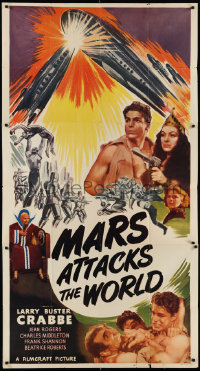 1p0811 MARS ATTACKS THE WORLD 3sh R1950 feature version of Flash Gordon Conquers the Universe, rare!