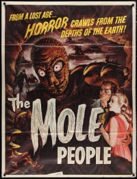 1p0815 MOLE PEOPLE INCOMPLETE 3sh 1956 Smith art of the horror crawling from depths of the Earth!