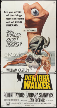 1p0820 NIGHT WALKER 3sh 1965 William Castle, Reynold Brown art of monster & sexy near-naked girl!