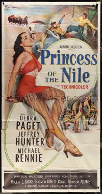 1p0828 PRINCESS OF THE NILE 3sh 1954 full-length art of sexy young Debra Paget & Jeffrey Hunter!