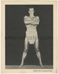 1p0907 NEW ADVENTURES OF TARZAN 8.5x11 herald 1935 full-length Bruce Bennett portrait in loin cloth!