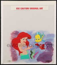 1p0203 LITTLE MERMAID animation cel 1989 art of Ariel with Flounder & Sebastian w/painted background