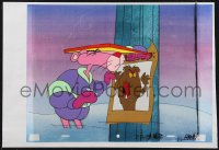 1p0205 PINK PANTHER animation cel 1970s art of him by wanted poster over printed background!