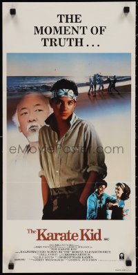 1p1400 KARATE KID Aust daybill 1984 different image of Pat Morita, Ralph Macchio & Elisabeth Shue!!