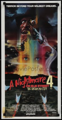 1p1411 NIGHTMARE ON ELM STREET 4 Aust daybill 1989 art of Englund as Freddy Krueger by Matthew Peak!