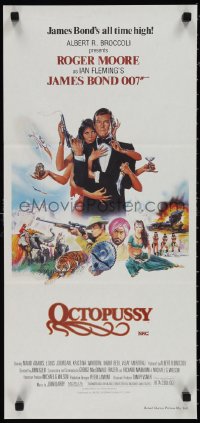 1p1413 OCTOPUSSY Aust daybill 1983 art of Maud Adams & Roger Moore as James Bond by Daniel Goozee!