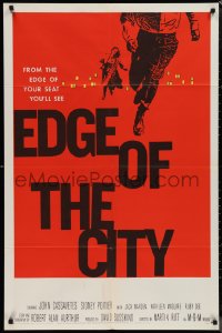 1p1499 EDGE OF THE CITY 1sh 1956 unusual Saul Bass art with man running out of the frame!