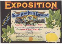 1p1145 EXPOSITION 9x12 crate label 1940s lemons so good they got a diploma, great art!