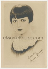 1p1767 LOUISE BROOKS deluxe 5x7 fan photo 1920s with her trademark bobbed hair & facsimile autograph!